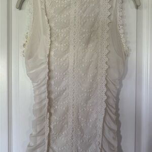 Charlotte Russe Cream Ruffled Tank Top